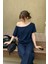 Lacivert Kadın Düşük Omuz Kayık Yaka Oversize T-Shirt 1