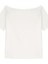Beyaz Kadın Düşük Omuz Kayık Yaka Oversize T-Shirt 5