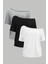 Beyaz Siyah Gri 3lü Paket Kadın Düşük Omuz Kayık Yaka Oversize T-Shirt 1