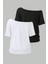 Siyah Beyaz 2li Paket Kadın Düşük Omuz Kayık Yaka Oversize T-Shirt 2