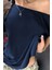 Lacivert Kadın Düşük Omuz Kayık Yaka Oversize T-Shirt 2