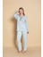 Kadın Homewear Bambu Pijama Takımı Uzunkol Üç Düğmeli Yaka Güpür Detaylı 2