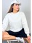 Kadın Cozy Içi Polarlı Ekru Basic Bisiklet Yaka Pamuklu Kalın Örme Sweatshirt 1
