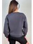 Kadın Cozy Içi Polarlı Füme Basic Bisiklet Yaka Pamuklu Kalın Örme Sweatshirt 7
