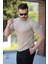 Erkek Bisiklet Yaka Örgü Desenli Kısa Örme Triko Kısa Kollu T-Shirt 2