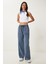 Soluk Efektli Geniş Paça Denim Palazzo Pantolon 1