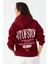 Kadın Bordo Baskılı Kapüşonlu Sweatshirt DY1451 3