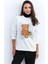 Kadın Ekru Ayıcık Baskılı Sweatshirt ZM288 2