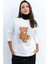 Kadın Ekru Ayıcık Baskılı Sweatshirt ZM288 5
