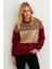 Kadın Bordo Bloklu Sweatshirt MST098 1