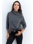 Kadın Antrasit Yakası Fermuarlı Sweatshirt TF11 1