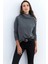 Kadın Antrasit Yakası Fermuarlı Sweatshirt TF11 2