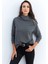 Kadın Antrasit Yakası Fermuarlı Sweatshirt TF11 3