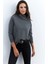 Kadın Antrasit Yakası Fermuarlı Sweatshirt TF11 4