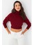 Kadın Bordo Balıkçı Crop Sweatshirt DY1469 1