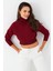 Kadın Bordo Balıkçı Crop Sweatshirt DY1469 3