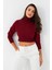 Kadın Bordo Balıkçı Crop Sweatshirt DY1469 5
