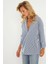 Kadın Ekru-Lacivert Çizgili Cepli Sweatshirt TF01 4