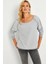 Kadın Gri Kayık Yaka Ters Dikişli Sweatshirt TF10 1
