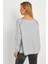 Kadın Gri Kayık Yaka Ters Dikişli Sweatshirt TF10 2