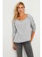 Kadın Gri Kayık Yaka Ters Dikişli Sweatshirt TF10 3