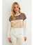 Kadın Ekru Bloklu Sweatshirt MST098 2