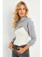Kadın Gri Kapüşonlu Crop Sweatshirt TF03 1