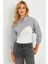 Kadın Gri Kapüşonlu Crop Sweatshirt TF03 2