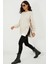 Kadın Ekru Yanları Fermuarlı Oversize Sweatshirt BK231095 1