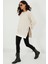 Kadın Ekru Yanları Fermuarlı Oversize Sweatshirt BK231095 2