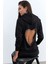 Kadın Siyah Sırt Dekolteli Taşlı Sweatshirt BTH15 1