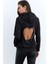 Kadın Siyah Sırt Dekolteli Taşlı Sweatshirt BTH15 2
