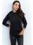Kadın Siyah Sırt Dekolteli Taşlı Sweatshirt BTH15 5