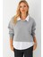 Kadın Gri Gömlek Detaylı Sweatshirt MAYD21 3