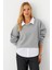 Kadın Gri Gömlek Detaylı Sweatshirt MAYD21 5