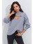 Kadın Gri Önü Pencereli Kapüşonlu Sweatshirt Yİ2486 3