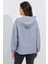 Kadın Gri Önü Pencereli Kapüşonlu Sweatshirt Yİ2486 5