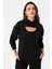 Kadın Siyah Önü Pencereli Kapüşonlu Sweatshirt TF38 4