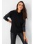 Kadın Siyah Kapüşonlu Sıvama Detaylı Sweatshirt MTF37 1