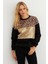 Kadın Siyah-Camel Bloklu Sweatshirt MST098 2