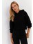 Kadın Siyah Nervüllü Üç İplik Sweatshirt TF13 4