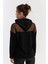 Kadın Siyah Üstü Tül Kapüşonlu Sweatshirt EY2934 2