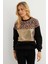 Kadın Siyah-Camel Bloklu Sweatshirt MST098 3