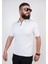 Triko Dokuma Yarım Fermuarlı Yakalı T-Shirt - Beyaz 1
