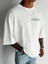 Baskılı Oversize Bisiklet Yaka T-Shirt - Beyaz 3