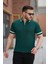 Erkek Yaka ve Kolları Çizgi Detaylı Fermuarlı Kısa Kollu T-Shirt 1