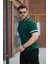 Erkek Yaka ve Kolları Çizgi Detaylı Fermuarlı Kısa Kollu T-Shirt 2