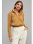 Kadın Camel Önü Fermuarlı Crop Peluş Sweatshirt DA85 1