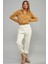 Kadın Camel Önü Fermuarlı Crop Peluş Sweatshirt DA85 4