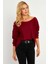 Kadın Bordo Kayık Yaka Ters Dikişli Sweatshirt TF10 1